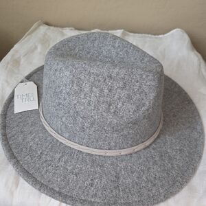 Time and Tru Speckled Heather Grey Fedora Hat